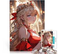 Puzzle 2000 pièces pour Adolescents Princesse d'anime en Robe Rouge défi éducatif avec des pièces de Formes aléatoires entièrement imbriquées 70x100cm