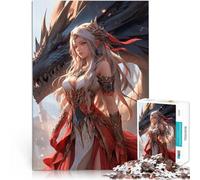 Puzzle 2000 pièces pour Adolescents Princesse elfique Dragon Défi Difficile pour soulager Le Stress Jeu de défi Unique 70x100cm