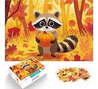 Puzzle 2000 pièces pour Adolescents Raton Laveur avec Citrouille en Automne Casse-tête est idéal comme Cadeau pour Toute la Famille 70x100cm