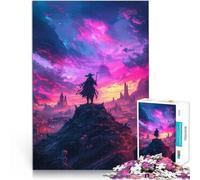 Puzzle 2000 pièces pour Adolescents Silhouette d'un Guerrier au Coucher du Soleil Jeux éducatifs Bon Cadeau 70x100cm