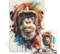 Puzzle 2000 pièces pour Adolescents Singe Aquarelle Splash Défi Difficile pour soulager Le Stress décoration Murale 70x100cm