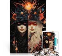 Puzzle 2000 pièces pour Adolescents sorcière Noire et Blanche Jouets de Divertissement Familial Idées Cadeaux 70x100cm