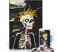Puzzle 2000 pièces pour Adolescents Squelette de crâne Punk Jouet éducatif intellectuel décompressant décoration Murale 70x100cm