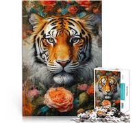 Puzzle 2000 pièces pour Adolescents Tigre dans Une roseraie Jouet éducatif intellectuel décompressant décoration Murale 70x100cm