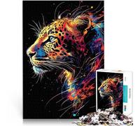Puzzle 2000 pièces pour Adolescents Un majestueux Portrait de léopard au néon défi éducatif Œuvre d'art 70x100cm
