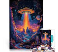 Puzzle 2000 pièces pour Adolescents Vaisseau Spatial OVNI sur la Colline Impossible Liste de souhaits avec Le Père Noël 70x100cm
