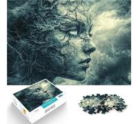 Puzzle 2000 pièces pour Adolescents Visage féminin dans Les Nuages d'orage Jeu intellectuel Cadeau Amusant 70x100cm