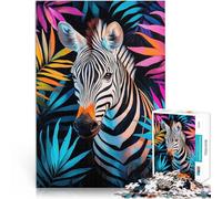 Puzzle 2000 pièces pour Adolescents Zèbre dans Un Feuillage Tropical Impossible avec des pièces de Formes aléatoires entièrement imbriquées 70x100cm