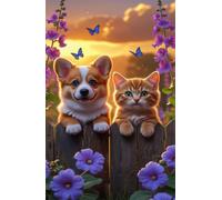 Puzzle 2000 Pièces pour Adultes 100x70cm - Animaux Chiens Fleurs - avec Lettres et Poster de Référence - Activité Relaxation et Défi - Décoration Murale - Cadeau pour Hommes et Femmes