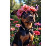 Puzzle 2000 Pièces pour Adultes 100x70cm - Fleurs Beurres Chiens - avec Lettres et Poster de Référence - Activité Relaxation et Défi - Décoration Murale - Cadeau pour Hommes et Femmes