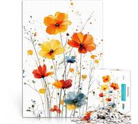 Puzzle 2000 pièces pour Adultes Aquarelle Fleurs Sauvages Jouets de Divertissement Familial Idées Cadeaux 70x100cm