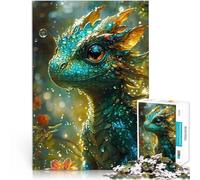 Puzzle 2000 pièces pour Adultes Bébé Dragon Vert forêt Compétition de Vitesse Manuelle Jeu éducatif pour Anniversaire, Noël 70x100cm
