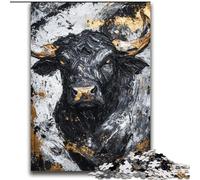 Puzzle 2000 pièces pour Adultes, Cadeaux, Taureau Noir et Or, pour Jeu éducatif, défi, Collection d'artistes, Beaux-Arts, 70x100cm