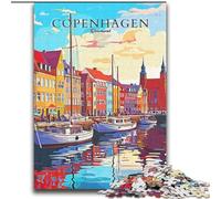 Puzzle 2000 pièces pour Adultes, Cadeaux, Voyage à Copenhague, Danemark, adapté aux Personnes de 14 Ans et Plus Difficile à réaliser, mais Amusant et Humoristique, Excellent Cadeau, 70x100cm