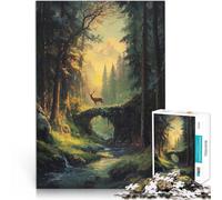 Puzzle 2000 pièces pour Adultes Cerf sur Un Pont de Pierre Séjour Anti-Stress pour Tuer Le Temps Idées Cadeaux 70x100cm