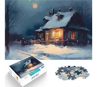 Puzzle 2000 pièces pour Adultes Chalet enneigé la Nuit pour Le Jeu éducatif Challenge Toy Cadeau d'œuvre d'art 70x100cm