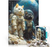 Puzzle 2000 pièces pour Adultes Chat Astronaute de l'espace Jeu Familial Anti-Stress Défi Difficile Bon Cadeau 70x100cm