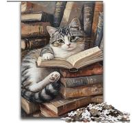 Puzzle 2000 pièces pour Adultes Chat lisant Un Livre Jouet éducatif intellectuel décompressant Superbes Cadeaux et Jouets 70x100cm