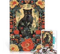 Puzzle 2000 pièces pour Adultes Chat Noir dans Un Cadre Floral Jouet éducatif intellectuel décompressant Jeu de défi Unique 70x100cm