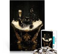 Puzzle 2000 pièces pour Adultes Chat Noir dans Une Baignoire dorée Jeux éducatifs Chaque pièce est Unique - Jeu Familial Stimulant et Amusant 70x100cm