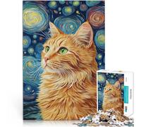 Puzzle 2000 pièces pour Adultes “Chat Orange sous Le Ciel étoilé” Fait de Papier,pour Les 14 Ans et Plus Jeux éducatifs Jeu de décoration d'intérieur. Cadeaux intéressants pour réduire Le Stress。