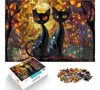 Puzzle 2000 pièces pour Adultes Chats en vitrail Jouets éducatifs d'apprentissage Chaque pièce est Unique - Jeu Familial Stimulant et Amusant 70x100cm