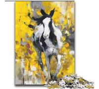 Puzzle 2000 pièces pour Adultes Cheval Noir et doré Jeux éducatifs Décoration de la Maison Jeu éducatif pour Anniversaire, Noël 70x100cm