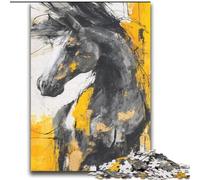 Puzzle 2000 pièces pour Adultes Cheval Noir et doré Jouets éducatifs Jeux familiaux Stimuler l'amour Entre Couples 70x100cm