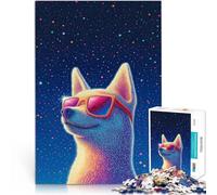 Puzzle 2000 pièces pour Adultes Chien avec des Lunettes de Soleil Devant Les étoiles défi éducatif Œuvre d'art 70x100cm