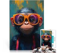 Puzzle 2000 pièces pour Adultes Chimpanzé avec des Lunettes de Soleil Jeu Stimulant Renforcer l'amour Entre Les Couples 70x100cm