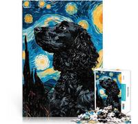 Puzzle 2000 pièces pour Adultes Cocker Spaniel étoilé Compétition de Vitesse Manuelle Liste de souhaits avec Le Père Noël 70x100cm