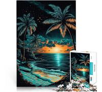 Puzzle 2000 pièces pour Adultes Crayon à gratter Tropical Sunset Beach Impossible Décoration Murale, Cadeaux Uniques pour Anniversaire et Noël 70x100cm