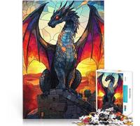 Puzzle 2000 pièces pour Adultes Dragon en vitrail Jouets éducatifs d'apprentissage Chaque pièce est Unique - Jeu Familial Stimulant et Amusant 70x100cm