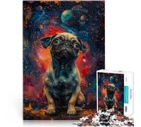 Puzzle 2000 pièces pour Adultes Éducatif ES Peinture à l'huile Galaxy Pug Fait de Papier，Convient aux 14 Ans et Plus Difficile à réaliser mais Amusant et Humoristique Don d'œuvres d'art。
