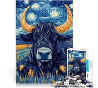 Puzzle 2000 pièces pour Adultes Éducatif ES “Taureau de la Nuit étoilée” ，pour Les 14 Ans et Plus Difficile à réaliser mais Amusant et Humoristique Convient pour la décoration de Bureau。