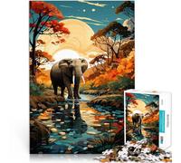 Puzzle 2000 pièces pour Adultes éléphant de la Jungle Compétition de Vitesse Manuelle est idéal comme Cadeau pour Toute la Famille 70x100cm