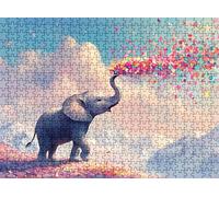Puzzle 2000 Pièces pour Adultes, éléphant Dessin animé Puzzle Bois Difficile et Coloré, Grand Casse-Tête 99.5 x 70.5 cm, Jeu Anti-Stress avec Poster, Décor Murale Maison, Cadeau pour Femme w0-121