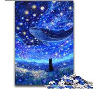 Puzzle 2000 pièces pour Adultes et Adolescents Baleines sous Le Ciel étoilé Jeux éducatifs Décoration de la Maison Cadeau d'anniversaire, Cadeaux pour 14 Ans et Plus 70x100cm
