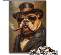 Puzzle 2000 pièces pour Adultes et Adolescents Bulldog Fumeur, Jeu éducatif Familial avec pièces entièrement emboîtables de Formes aléatoires 70x100cm
