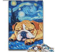 Puzzle 2000 pièces pour Adultes et Adolescents Bulldog Night Sky, Jeu Stimulant et Jeu en Famille, Cadeaux du Père Noël Secret 70x100cm