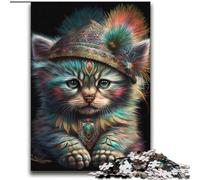 Puzzle 2000 pièces pour Adultes et Adolescents Chat Guerrier Indien Jeux éducatifs Décoration de la Maison Idéal comme Cadeau pour Toute la Famille 70x100cm
