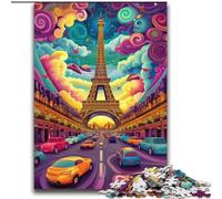 Puzzle 2000 pièces pour Adultes et Adolescents, Eiffel psychédélique, Difficile à compléter, mais Amusant et Humoristique, Cadeau d'anniversaire et Cadeau Unique, 70x100cm