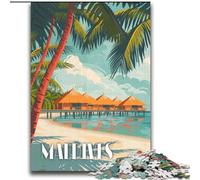 Puzzle 2000 pièces pour Adultes et Adolescents Maldives Beach Bliss, Jeu Familial et décoration d'intérieur Unique, Cadeaux pour Les 14 Ans et Plus (70x100cm)
