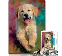 Puzzle 2000 pièces pour Adultes et Adolescents, Motif bébé Golden Retriever, pour Tuer Le Temps en Famille Chaque pièce est Unique Jeu Amusant et Stimulant pour Toute la Famille 70x100cm