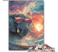 Puzzle 2000 pièces pour Adultes et Adolescents, Motif éléphant Surfant, Difficile, avec des pièces entièrement emboîtables de Formes aléatoires, 70x100cm