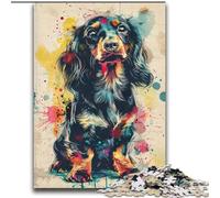 Puzzle 2000 pièces pour Adultes et Adolescents Teckel Aquarelle, Anti-Stress, séjour, Tuer Le Temps, liste de souhaits avec Le Père Noël 70x100cm