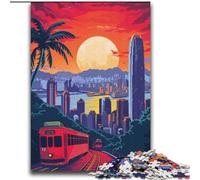 Puzzle 2000 pièces pour Adultes et Adolescents, Tramway de Hong Kong, Anti-Stress avec pièces entièrement emboîtables de Formes aléatoires, pour Les Enfants de 14 Ans et Plus, 70x100cm