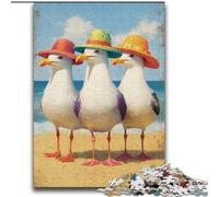 Puzzle 2000 pièces pour Adultes et Adolescents Trois mouettes, Anti-Stress, défi Difficile avec Affiche et fiche de Questions-réponses Assorties 70x100cm