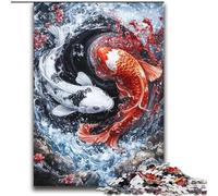 Puzzle 2000 pièces pour Adultes et Adolescents Yin Yang Koi Charcoal Art Staycation Kill Time pour la décoration de la Maison 70x100cm