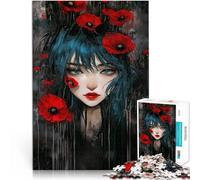 Puzzle 2000 pièces pour Adultes Fille et Fleurs de Pavot Jouets de Divertissement Familial Cadeau d'œuvre d'art 70x100cm